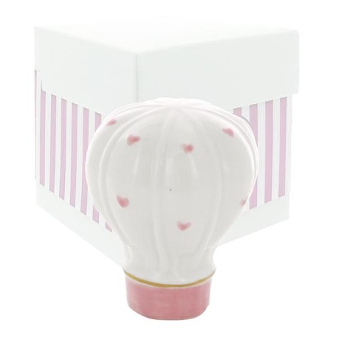 MONGOLFIERA CON CUORI ROSA PORCELLANA 6.5X8 C BOX